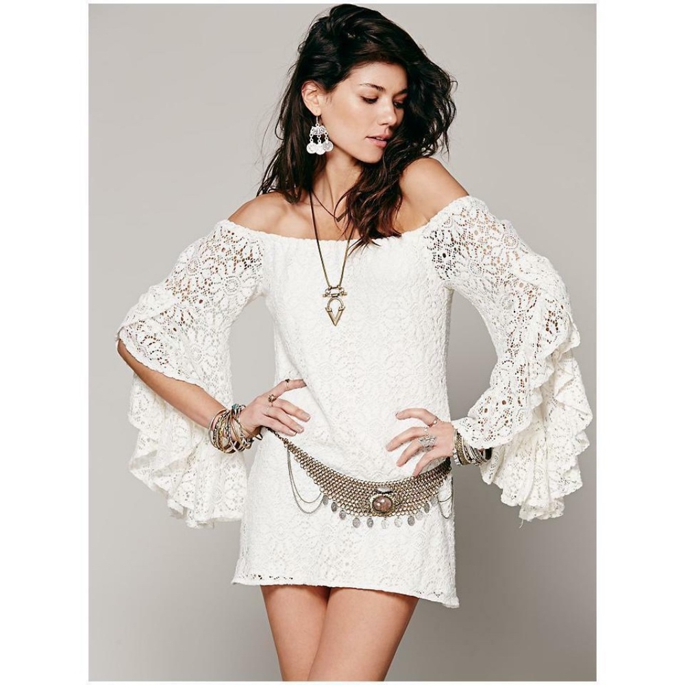 Jen's Pirate Booty French Lace Bardot Mini Dress
